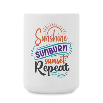 Sonnenschein Sonnenbrand Sonnenuntergang Wiederholung - Große Tasse 440 ml - Weiß - Vorne
