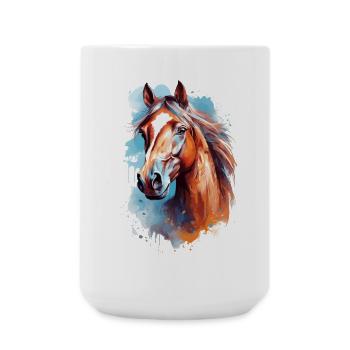 Conception du cheval Aqaurell - Grande tasse 440 ml - blanc - Devant