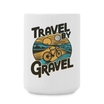 Reisen auf Schotter: Retro-Fahrrad-Sonnenuntergang - Große Tasse 440 ml - Weiß - Vorne
