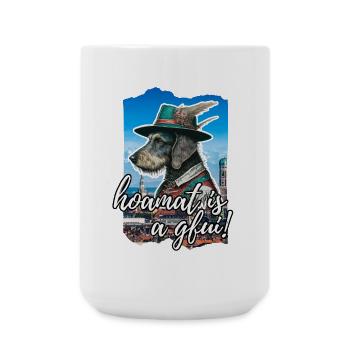 Chien Wanderlust avec costume traditionnel bavarois - Grande tasse 440 ml - blanc - Devant