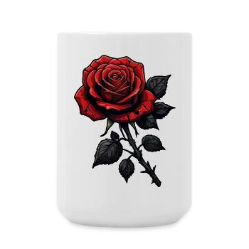 Illustration rose foncé avec pétales rouges - Grande tasse 440 ml - blanc - Devant