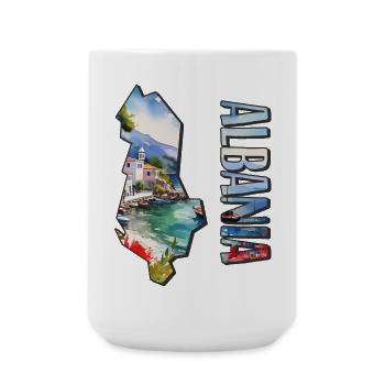 Aquarell Landkarte Albanien - Große Tasse 440 ml - Weiß - Vorne