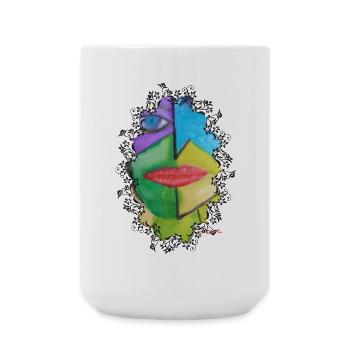 Abstraktes buntes Gesichtsporträt - Große Tasse 440 ml - Weiß - Vorne