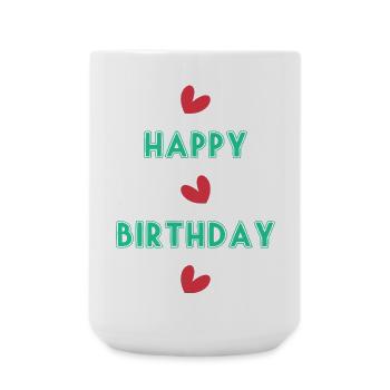 HAPPY BIRTHDAY. HAPPY BIRTHDAY. ANNIVERSARY. - Large Mug 440 ml - white - Front