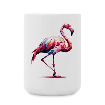 Polygonaler Flamingo - Große Tasse 440 ml - Weiß - Vorne