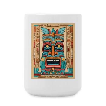Masque Tiki coloré - Grande tasse 440 ml - blanc - Devant