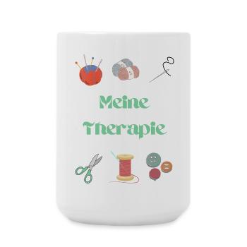 Ma thérapie : crochet et couture - Grande tasse 440 ml - blanc - Devant