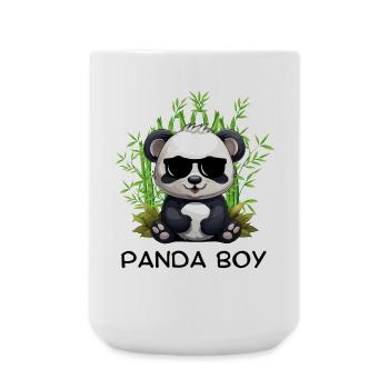 Panda Boy: Panda Design mit Brille - Große Tasse 440 ml - Weiß - Vorne