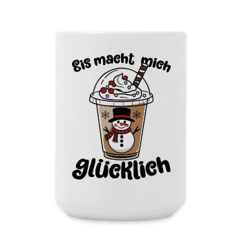 Eis macht mich glücklich Schneemann-Getränkebecher - Große Tasse 440 ml - Weiß - Vorne