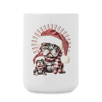 Christmas Bulldog Duo - Large Mug 440 ml - white - Front