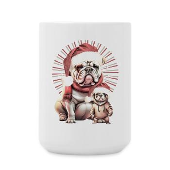 Duo Bouledogue de Noël - Grande tasse 440 ml - blanc - Devant