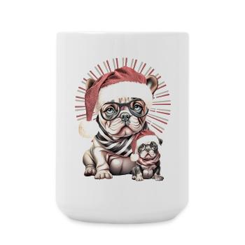 Weihnachts Bulldogge Duo - Große Tasse 440 ml - Weiß - Vorne