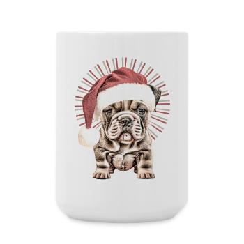 Hunde Shirt lustige Weihnachtsmann Bulldogge - Große Tasse 440 ml - Weiß - Vorne
