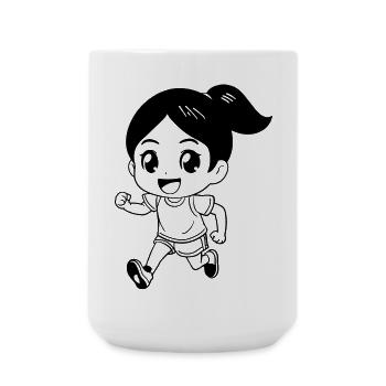 Female Runner Cartoon Look - Large Mug 440 ml - white - Front