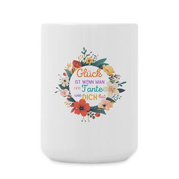 GLÜCK IST WENN MAN EINE TANTE WIE DICH HAT! - Große Tasse 440 ml - Weiß - Vorne