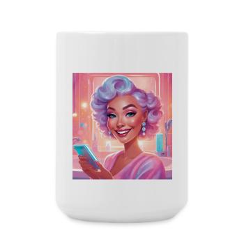 Portrait de femme rétro avec cheveux pastel - Grande tasse 440 ml - blanc - Devant