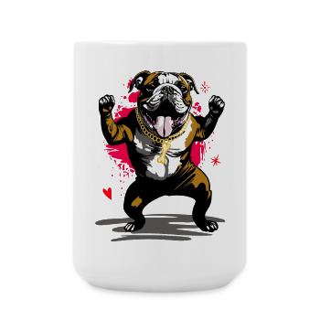 Bulldog Street Art avec chaîne d’os - Grande tasse 440 ml - blanc - Devant