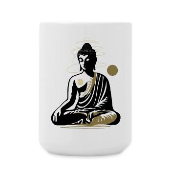 Bouddha en position du lotus – Méditation et paix intérieure - Grande tasse 440 ml - blanc - Devant