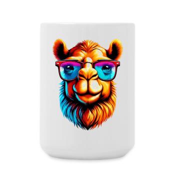 Camel with sunglasses - Large Mug 440 ml - white - Front
