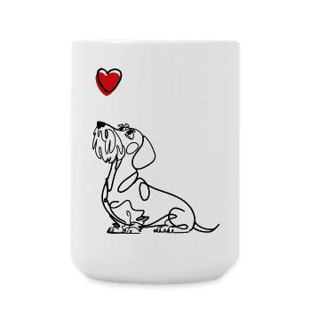 Rauhaa dachshund with heart, dachshund with heart. - Large Mug 440 ml - white - Front