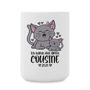 Große Cousine 2026 Kätzchen Katze Katzen Kinder - Große Tasse 440 ml - Weiß - Vorne