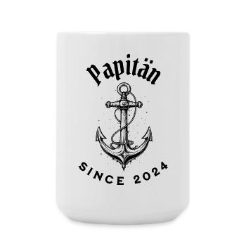 Lustiges Vatertag Papitän seit 2024 Shirt - Große Tasse 440 ml - Weiß - Vorne