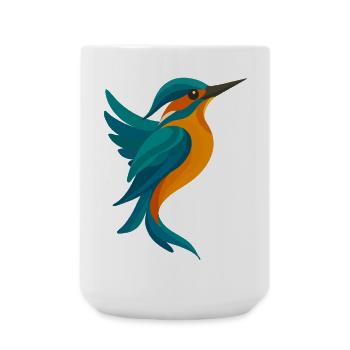 Kingfisher stylisé Forme élégante en bleu-orange - Grande tasse 440 ml - blanc - Devant