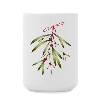 Gui aux baies rouges et arc - Grande tasse 440 ml - blanc - Devant