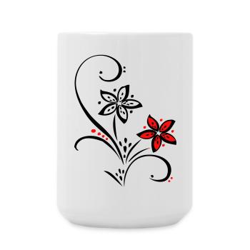 Ornament mit kleinen Blüten - Große Tasse 440 ml - Weiß - Vorne