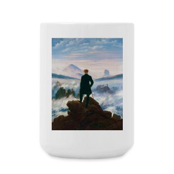 Wanderer über dem Nebelmeer Caspar David Friedrich - Große Tasse 440 ml - Weiß - Vorne