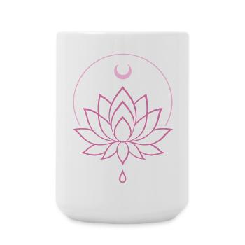 Lotus & Mond - Spirituelles Yoga Design in Rosa - Große Tasse 440 ml - Weiß - Vorne