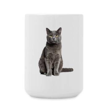 Grey Cat – Gentle, stylish & to fall in love with! - Large Mug 440 ml - white - Front
