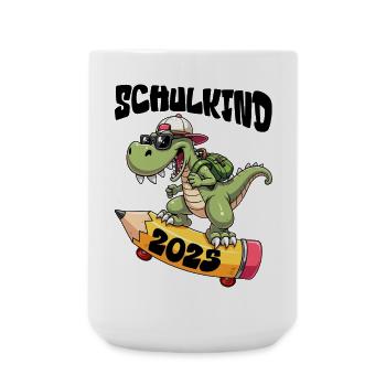 Schulkind Alligator mit Skateboard 2025 - Große Tasse 440 ml - Weiß - Vorne