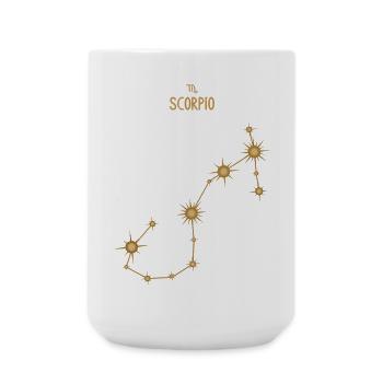 Signe du zodiaque Scorpion Constellation d’étoiles Ton doré - Grande tasse 440 ml - blanc - Devant