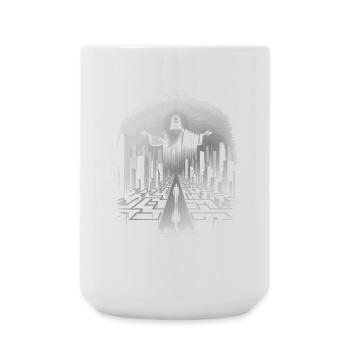 Futuristic Cityscape with Inspirational Quote - Large Mug 440 ml - white - Front