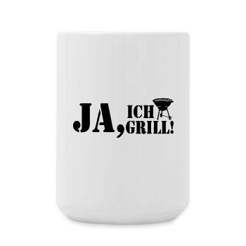 Grillkönig, Grillen, BBQ, Ja ich Grill (25) - Große Tasse 440 ml - Weiß - Vorne