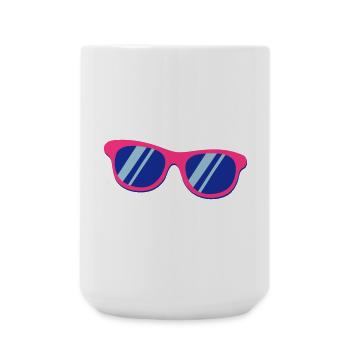 Lunettes de soleil roses, bleu, Pop Art rétro - Grande tasse 440 ml - blanc - Devant