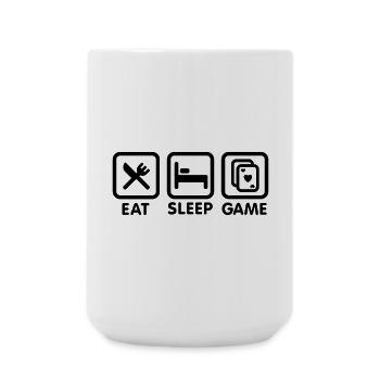 Mangez - sommeil - Jeu \ jeu de poker - Grande tasse 440 ml - blanc - Devant