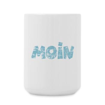 Moin (Vintage Hellblau) Norddeutscher Gruß - Große Tasse 440 ml - Weiß - Vorne