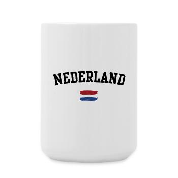 Brushstroke T-Shirt mit holländischer Flagge - Große Tasse 440 ml - Weiß - Vorne