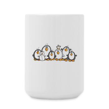 Pinguin Familie mit Schneemann - Große Tasse 440 ml - Weiß - Vorne