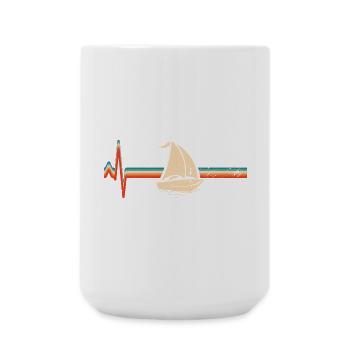 Voilier Marin Voilier Heartbeat Vintage Retro - Grande tasse 440 ml - blanc - Devant