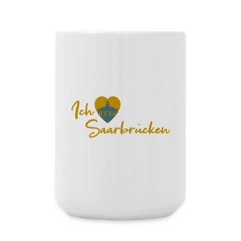 Ich liebe Saarbrücken - Schriftzug - Große Tasse 440 ml - Weiß - Vorne