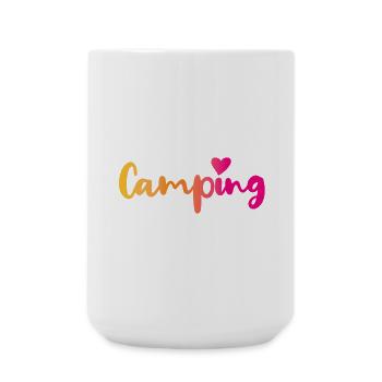 Camping Verlauf Herz pink Quote Fan Camper Outdoor - Große Tasse 440 ml - Weiß - Vorne