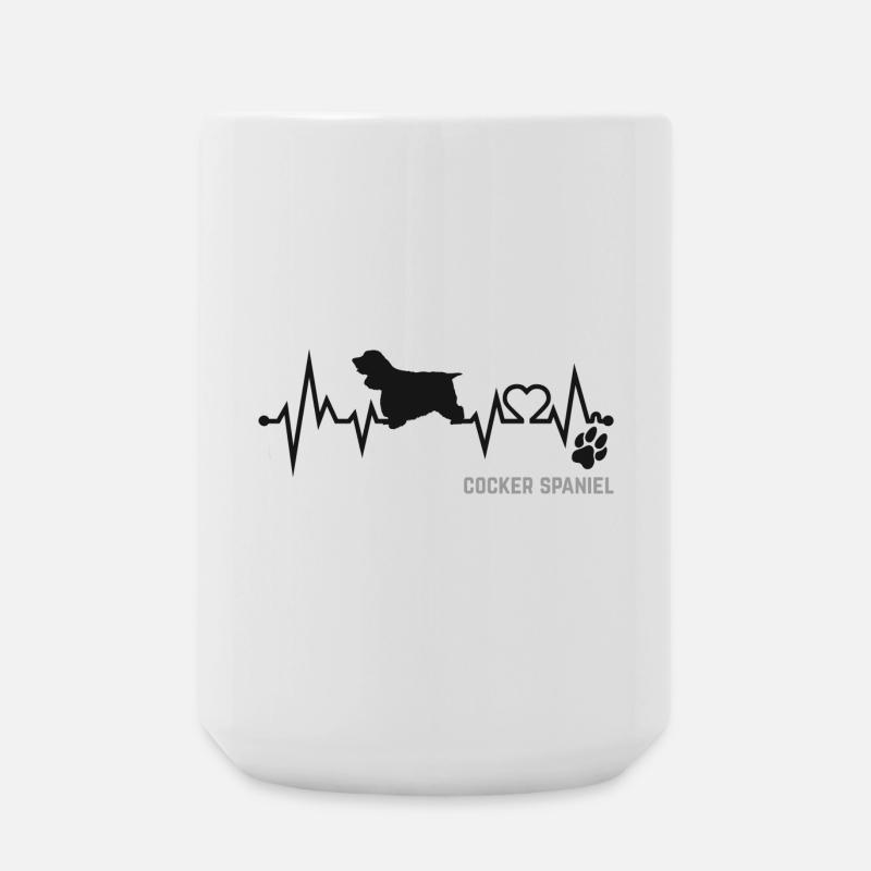 Cocker Spaniel Heartbeat Pulse ECG Cadeau pour chien - Grande tasse 440 ml - blanc