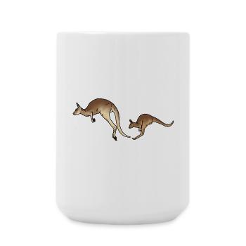 Känguru Mutter und Kind farbig - Große Tasse 440 ml - Weiß - Vorne