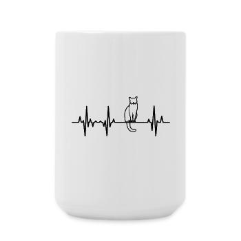Katze EKG Herzschlag - Große Tasse 440 ml - Weiß - Vorne