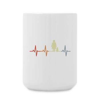 Cat Mom Heartbeat - Large Mug 440 ml - white - Front