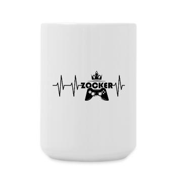 Herzschlag Zocker Puls gaming Symbol Controller - Große Tasse 440 ml - Weiß - Vorne