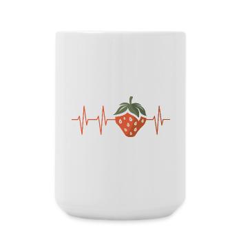Erdbeere mit Herzschlag im Comic Stil - Große Tasse 440 ml - Weiß - Vorne